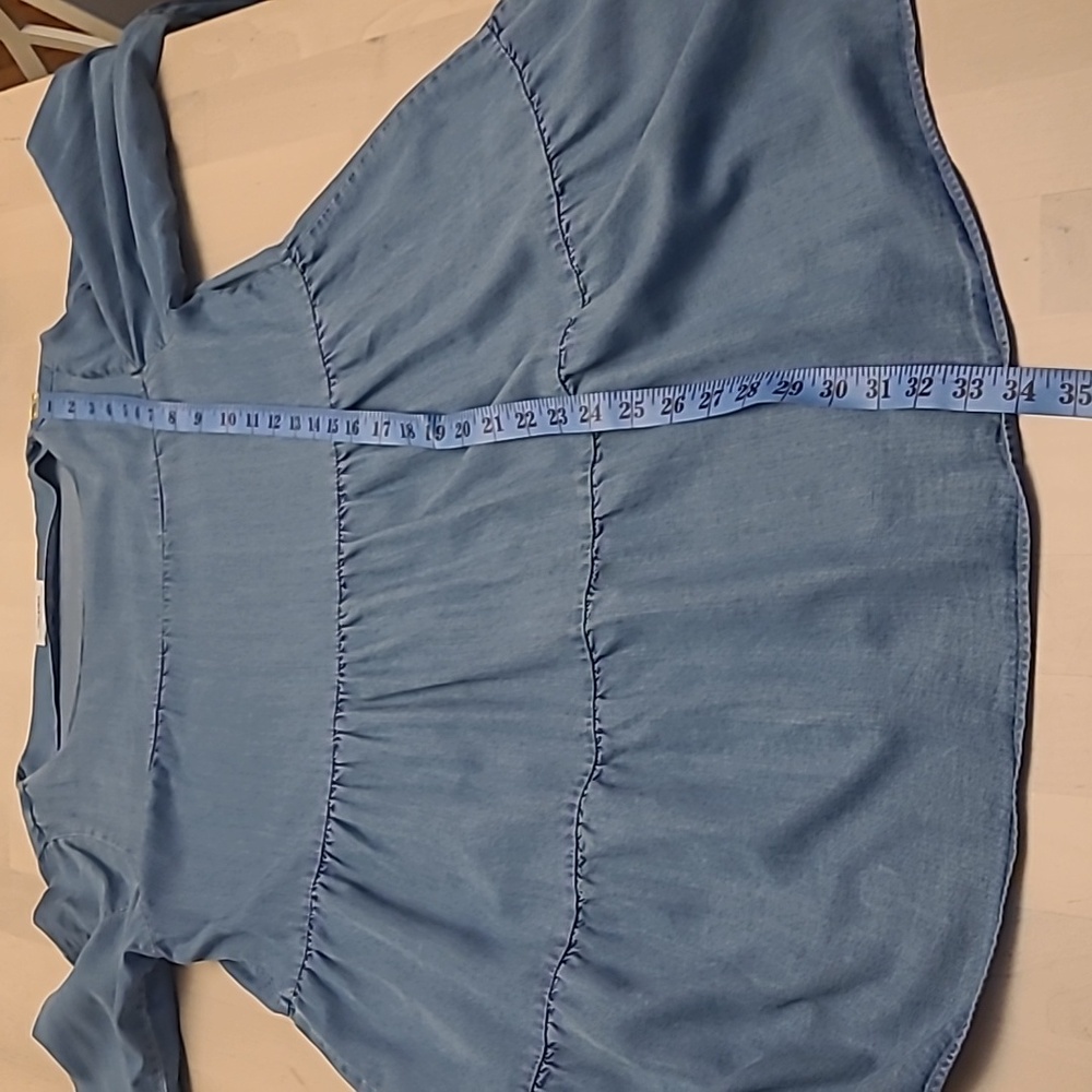 LIKE NEW Zara Chambray Premium Denim Tiered 3/4 Sleeved Dress 1000% Lyocell - Picture 6 of 10
